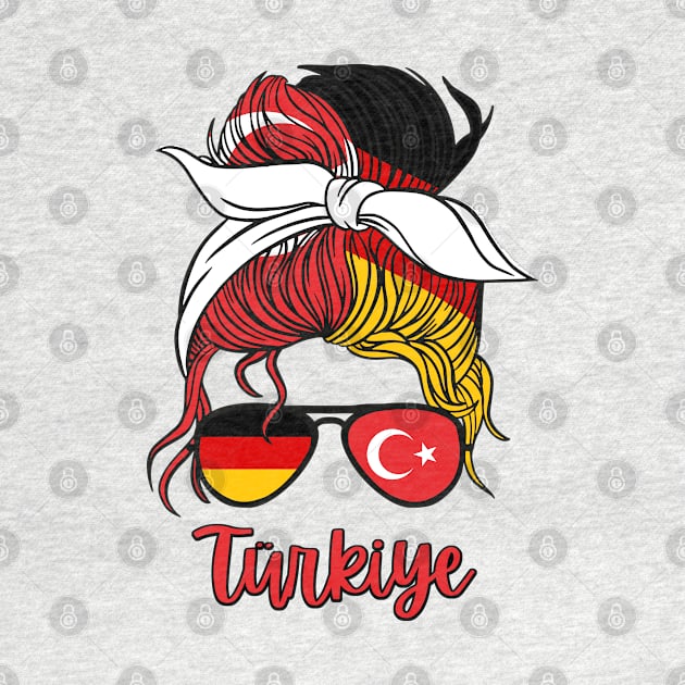 Turkiye Flag Half German Turkish Girl Turkey Mother's Day by qwertydesigns